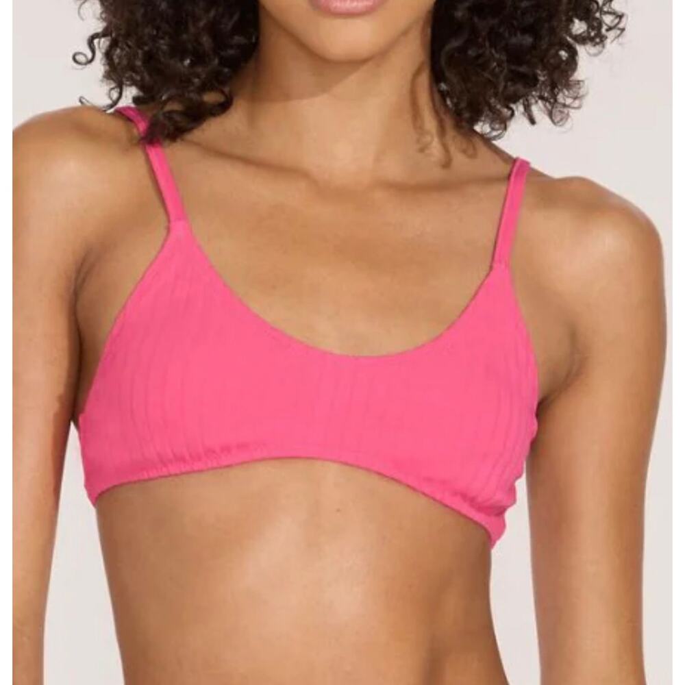 Solid & Striped Orchid The Rachel Solid Rib Bikini Top Swim L NWT